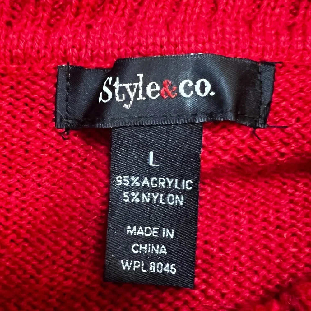 Style & Co Red and Black Short Sleeved Sweater. Size‎ Large. - Picture 3 of 6
